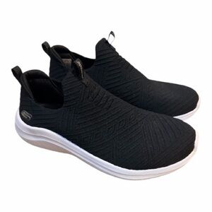 SKECHERS Black Ultra Flex Knit Air-Cooled Memory Foam Slip-On Shoes Size 7